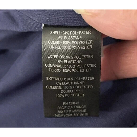 Tahari Jumpsuit ASL Navy Wide Leg Cropped Cape Style Sleeveless Pockets Size 6 - Picture 9 of 9